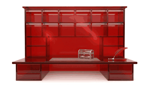 A bureau of your own, in red glass